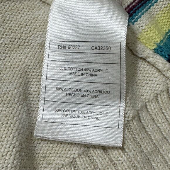 Roxy Girl 6X Button Down Hoodie Sweater Beige Striped Knit Boho Sweatshirt - Picture 4 of 16